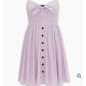 lilac poplin button tie front dress